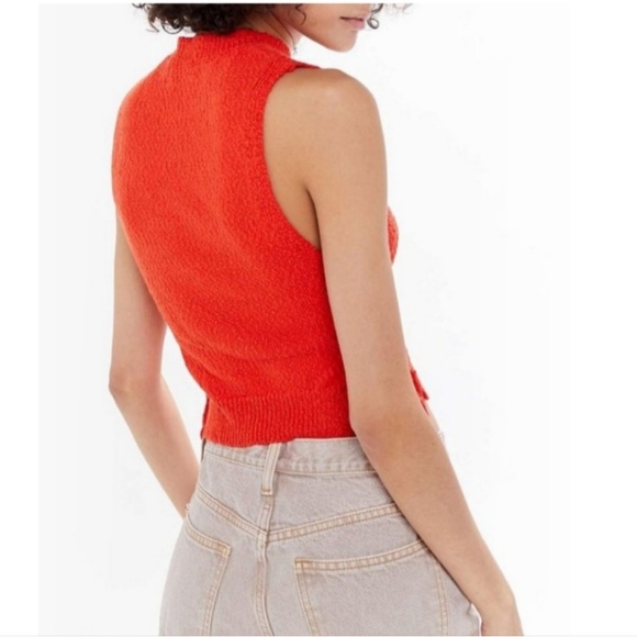 Urban Outfitters Top Women's Size Medium Orange Knit Sweater Tank Open Tie Sides - Picture 2 of 8